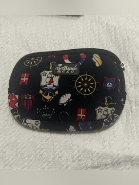 Beach by CLC Sailor Makeup Bag Travel Pouch Navy Nautical Print Neoprene Zipper